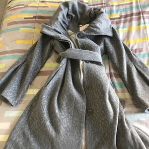 Rebecca Taylor beautiful soft grey leopard coat